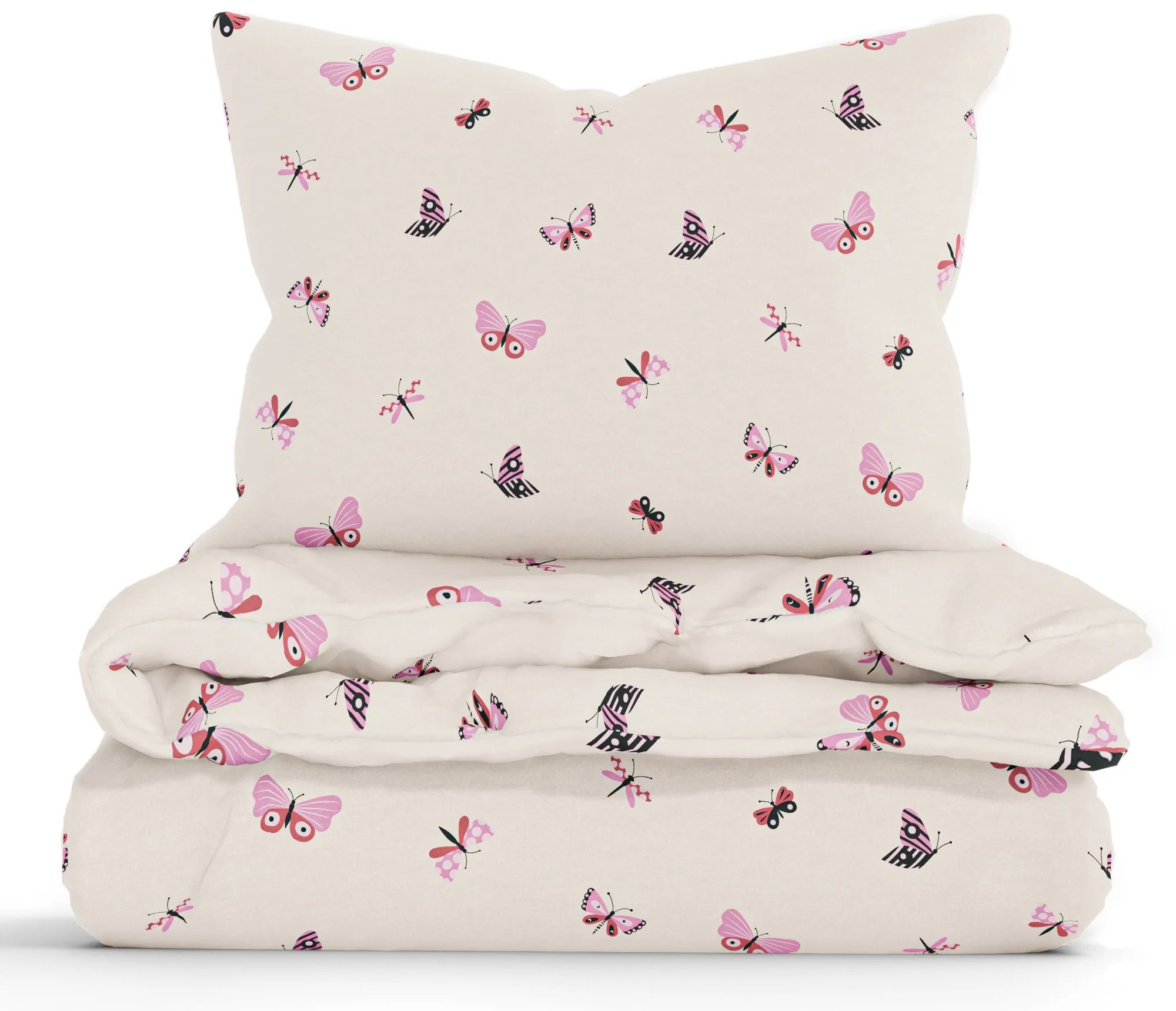 Bavlnené obliečky Renforcé – Motýliky béžová