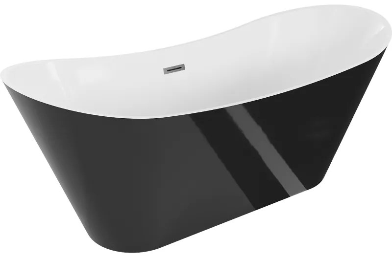 Mexen Celia, voľne stojaca vaňa 170 x 75 cm, biela-čierna, brúsený grafit prepad, 52331707575-95