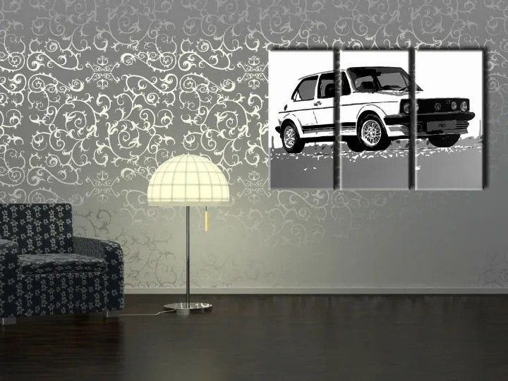 Ručne maľovaný POP Art obraz GOLF 3 dielny golf