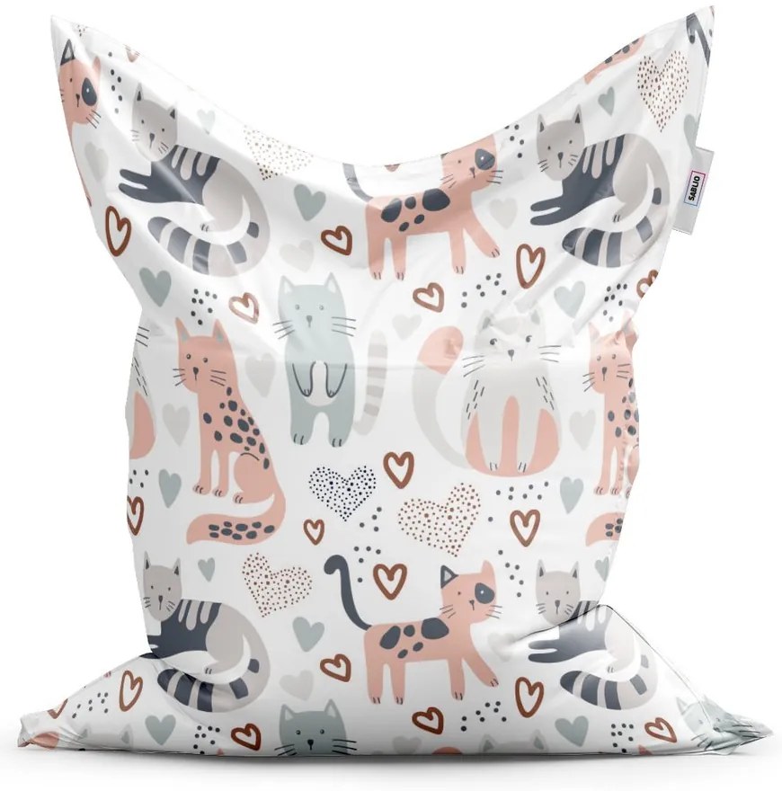 Sedací vak Classic maľované mačičky - detský, farebná