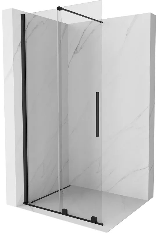 Mexen Velar, posuvné dvere do otvoru typ Walk-In 75 cm, 8mm číre sklo, čierna matná, 871-075-000-03-70