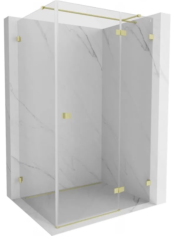 Mexen Lunar T, výklopný sprchový kút pravý 120 x 80 cm, 8mm číre sklo, zlatý matný profil, 834T-120-080-55-00-P