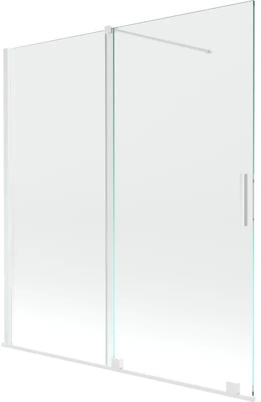 Mexen Velar, 2-krídlová posuvná vaňová zástena 150 x 150 cm, 8mm číre sklo, biely profil, 896-150-000-01-20