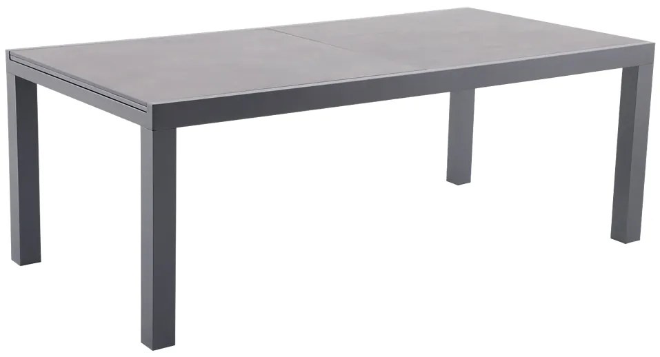 Sunfun Maja Záhradný stôl rozkladací, 200 – 300 × 100 × 74 cm, gresový kameň, hliník, sklo
