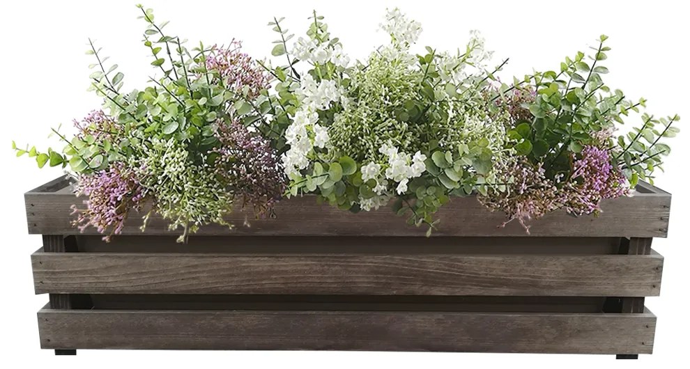 AMADEA Drevený obal na kvetináč tmavý, 62x21,5x17cm Český výrobok