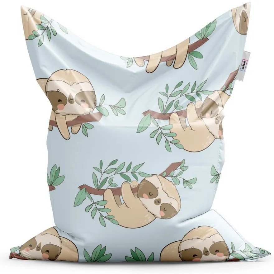 Sedací vak Classic lenochody na vetve, modrá / béžová