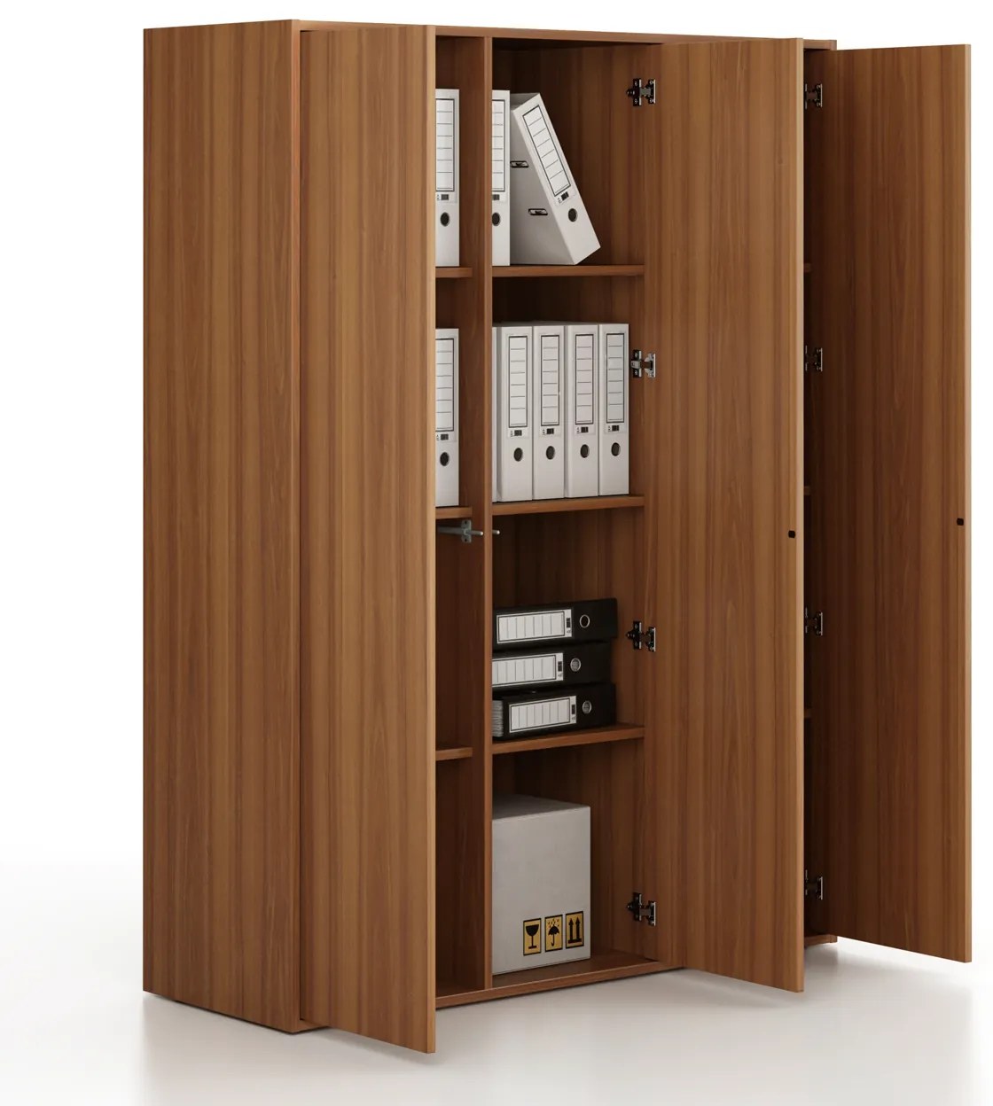 Kancelárska skriňa FRAME, 3x dvere, 1299 x 450 x 1735 mm, PUSH-lock, orech