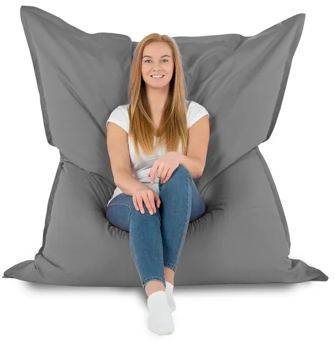 XXL vankúš na sedenie – interiérový aj záhradný, vodeodolný Farba: 21.Sivý