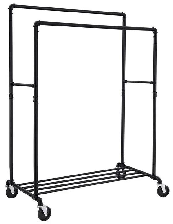 SongmicsHome Dvojitý stojan na oblečenie RARE, vodovodné rúry 100x59x162cm, čierna