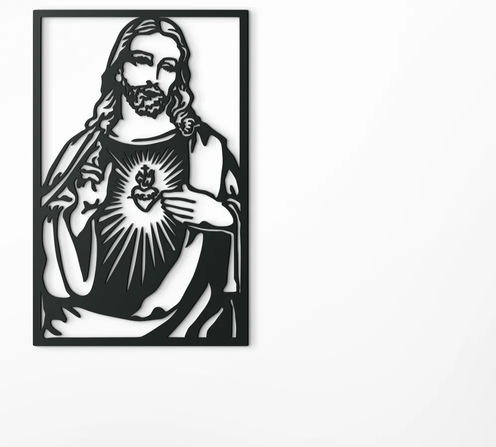 drevko Drevený obraz Srdce Ježišovo Rozmer obrazu: 44,5 x 28,5 cm, Farba dekorácie: Čierna