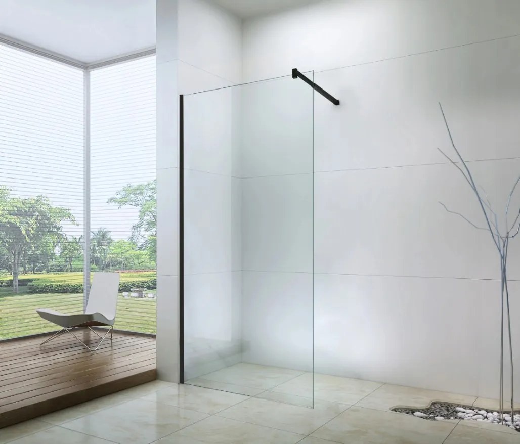 Mexen sprchová zástena WALK-IN, 6mm sklo, 50cm, čierny profil, číre sklo, 850-050-000-70-00