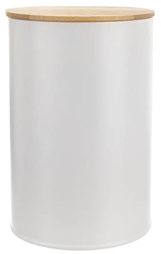 Orion 2. akosť - Plechová dóza na potraviny, biela, s bambusovým viečkom - 1,3l
