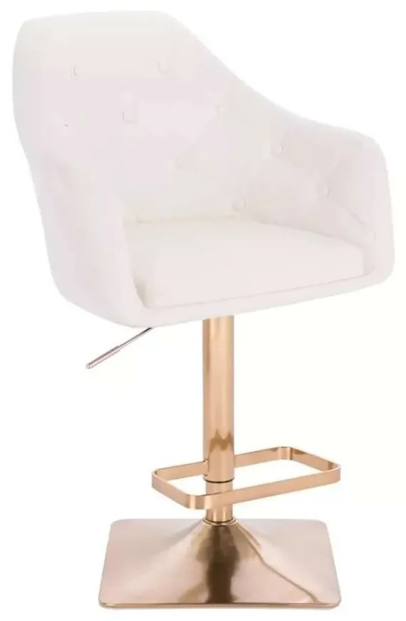 LuxuryForm DESIGN Barová stolička ANDORA na zlatej hranatej podstave - biela