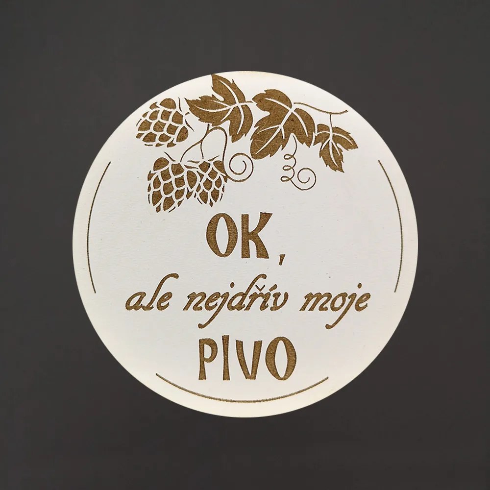 AMADEA Drevený podtácok okrúhly Pivo text 
