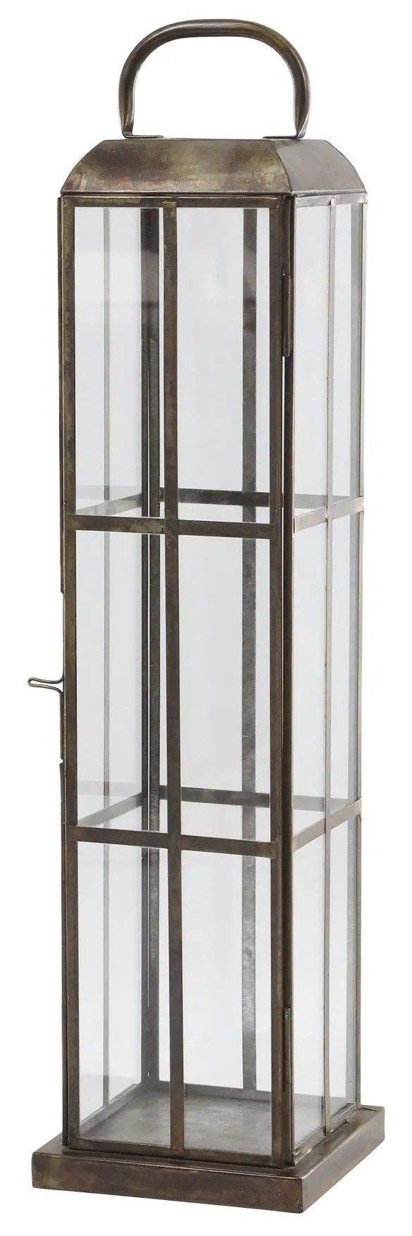 Mosazná antik kovová vysoká lampáš Tavin - 13*13*50 cm