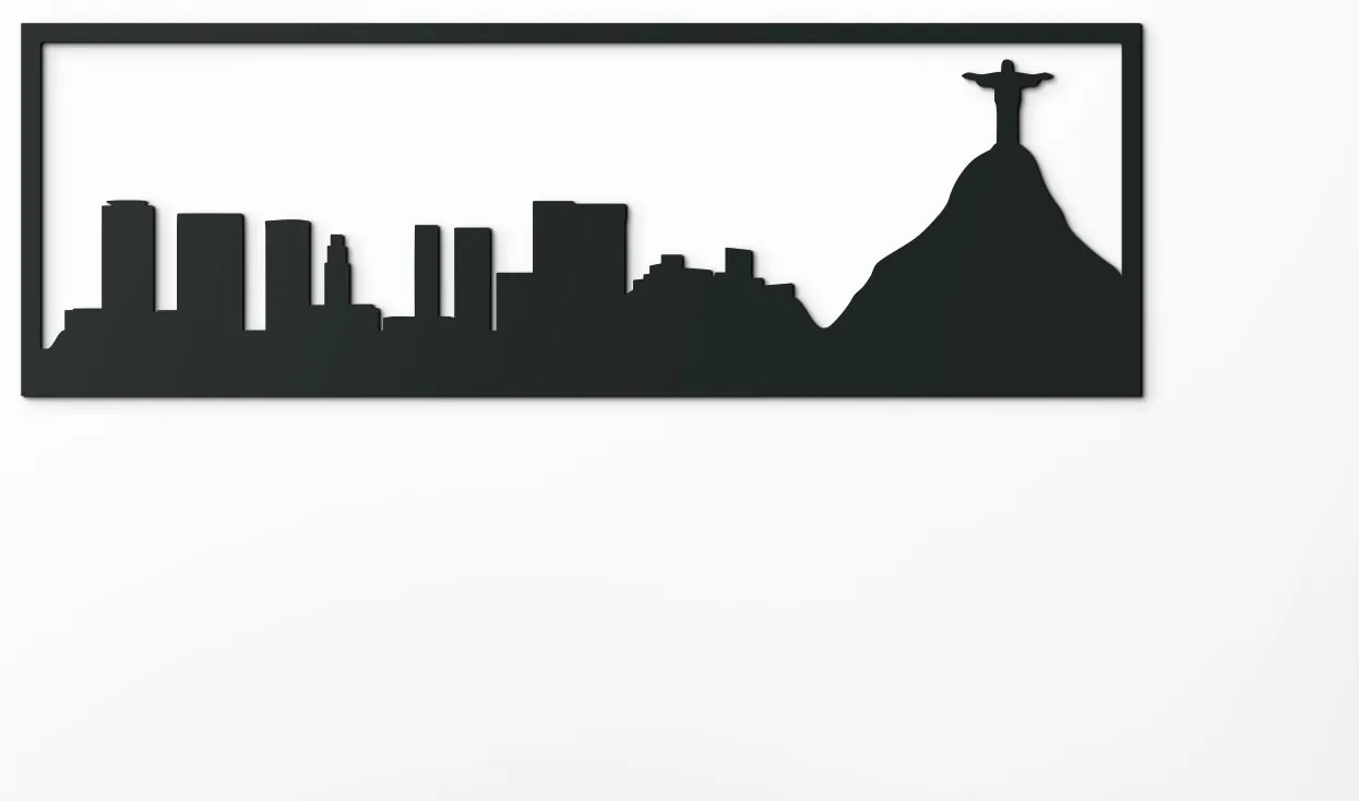 drevko Obraz Rio de Janeiro panoráma Rozmer obrazu: 29,5 x 89 cm, Farba dekorácie: Čierna