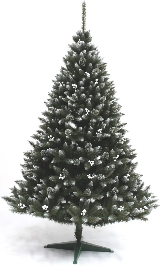 Vianočný stromček Smrek so šiškou a bielou jarabinou 220 cm