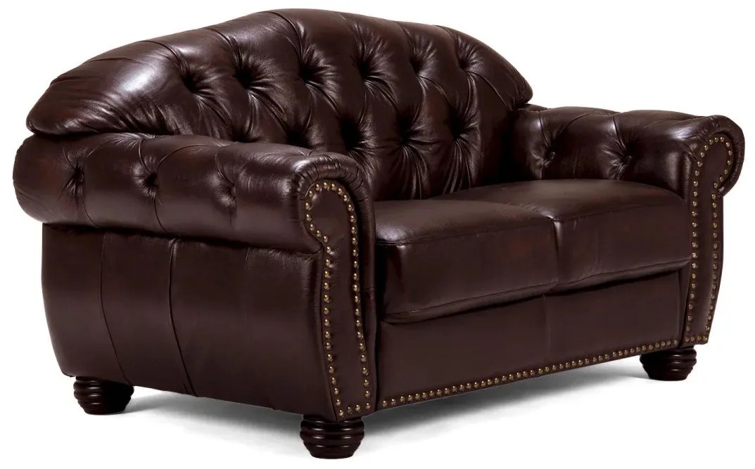 furniture-nabytek.cz - Pohovka Chesterfield Hereford 2-miestna z pravej kože, hnedá