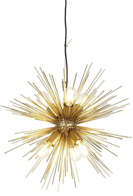 Závesné svietidlo Art Deco zlaté 6-žiarovkové - Broom