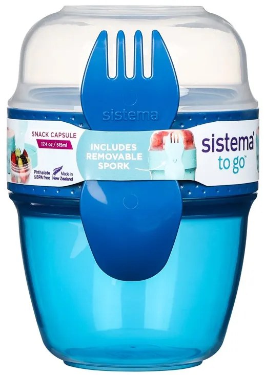 Box na jogurt a müsli, 2 komory + lyžica, SISTEMA, mix farieb Farba škatuliek SISTEMA: Modrá