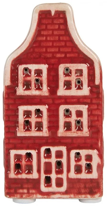 Červený keramický LED domček Lamon - 4*4*8 cm