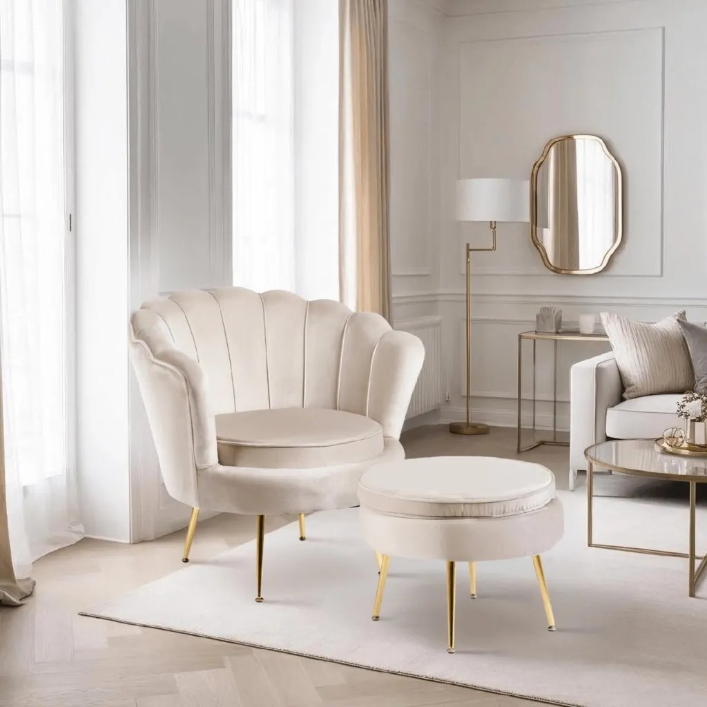 PROXIMA.store - Elegantné čalúnené kreslo GRAND FARBA: krémová