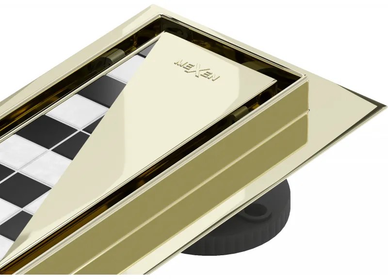 Mexen Flat nerezový sprchový žľab 160 cm vzor M13, 2v1, zlatá, 1510160