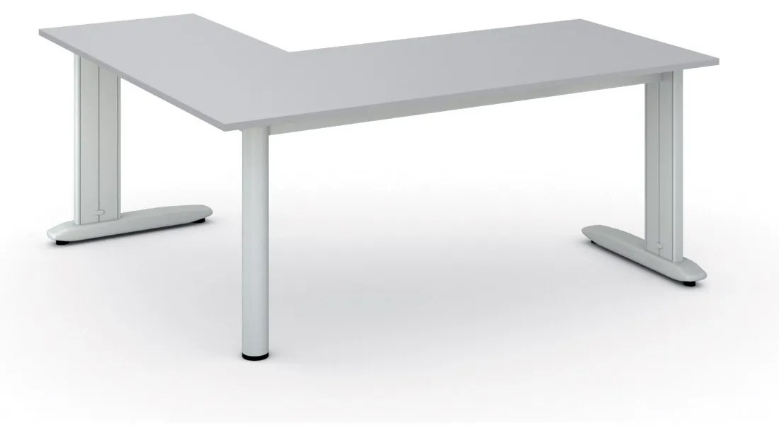 Rohový kancelársky písací stôl PRIMO FLEXIBLE, 1800 x 1600 mm, sivá