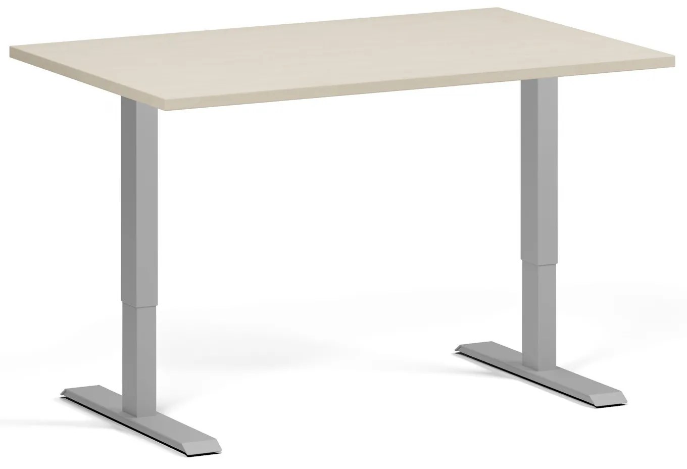 Výškovo nastaviteľný stôl, 120x80 cm, 1 motor, sivá podnož, breza