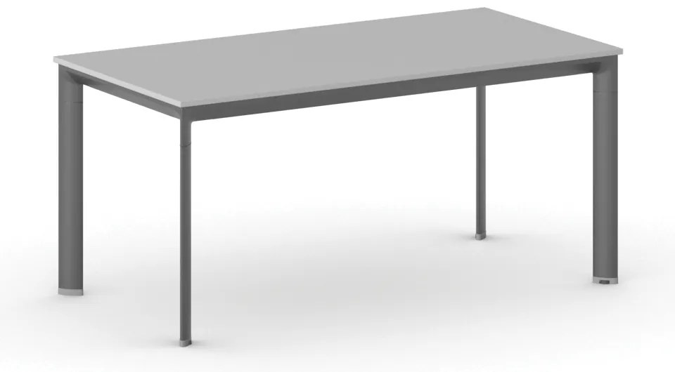 Rokovací kancelársky stôl PRIMO INVITATION, 160x80 cm, čierna podnož, sivá