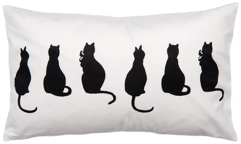 Cushion Cover 30x50 Cm White Black Polyester Cats - 30*50 cm