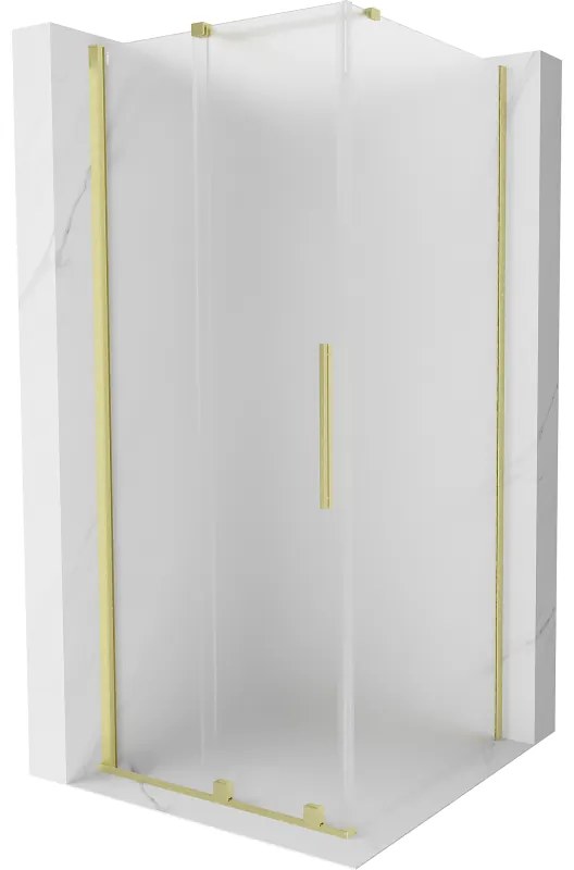 Mexen Velar, sprchový kút s posuvnými dverami 120 x 120 cm, 8mm sklo námraza, zlatá matná, 871-120-120-31-55
