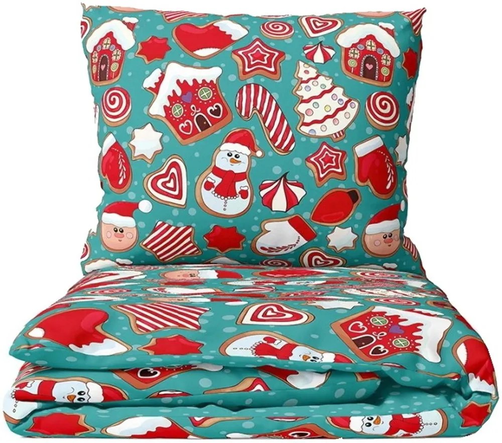 Vianočné posteľné obliečky - motív Perníčková show - 100% bavlna renforcé - 70 x 90 cm + 140 x 200 cm