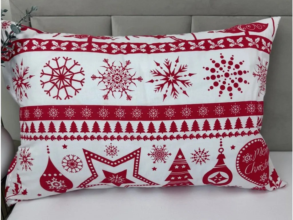 INTERMEDIC SK Vianočná bavlnená obliečka na vankúš Merry Christmas červená 45x65 cm
