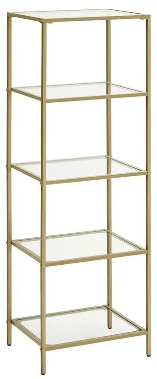 Stojanová polica VASAGLE LGT029A01 – zlatý rám a 5 sklenených políc