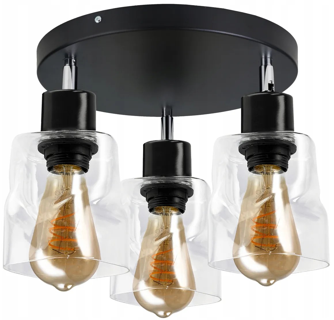 BERGE LED stropné svietidlo 3xE27 rolované štvorcové priehľadné