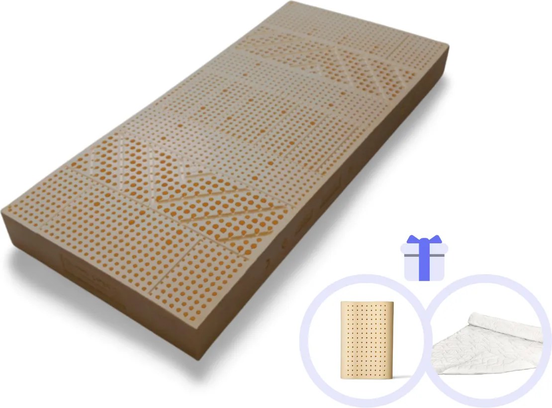 Novaya Latexový matrac EKO 100% prírodný (multizónový) Rozmer: 200x140, Poťahová látka: Medicott Silver (prémiový poťah), Tvrdosť matraca: Stredne Tvrdý (72-77 kg/m3)