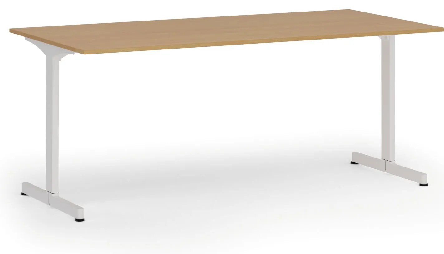 Kancelársky stôl PRIMO BETA, 180x90 cm, biela podnož, buk