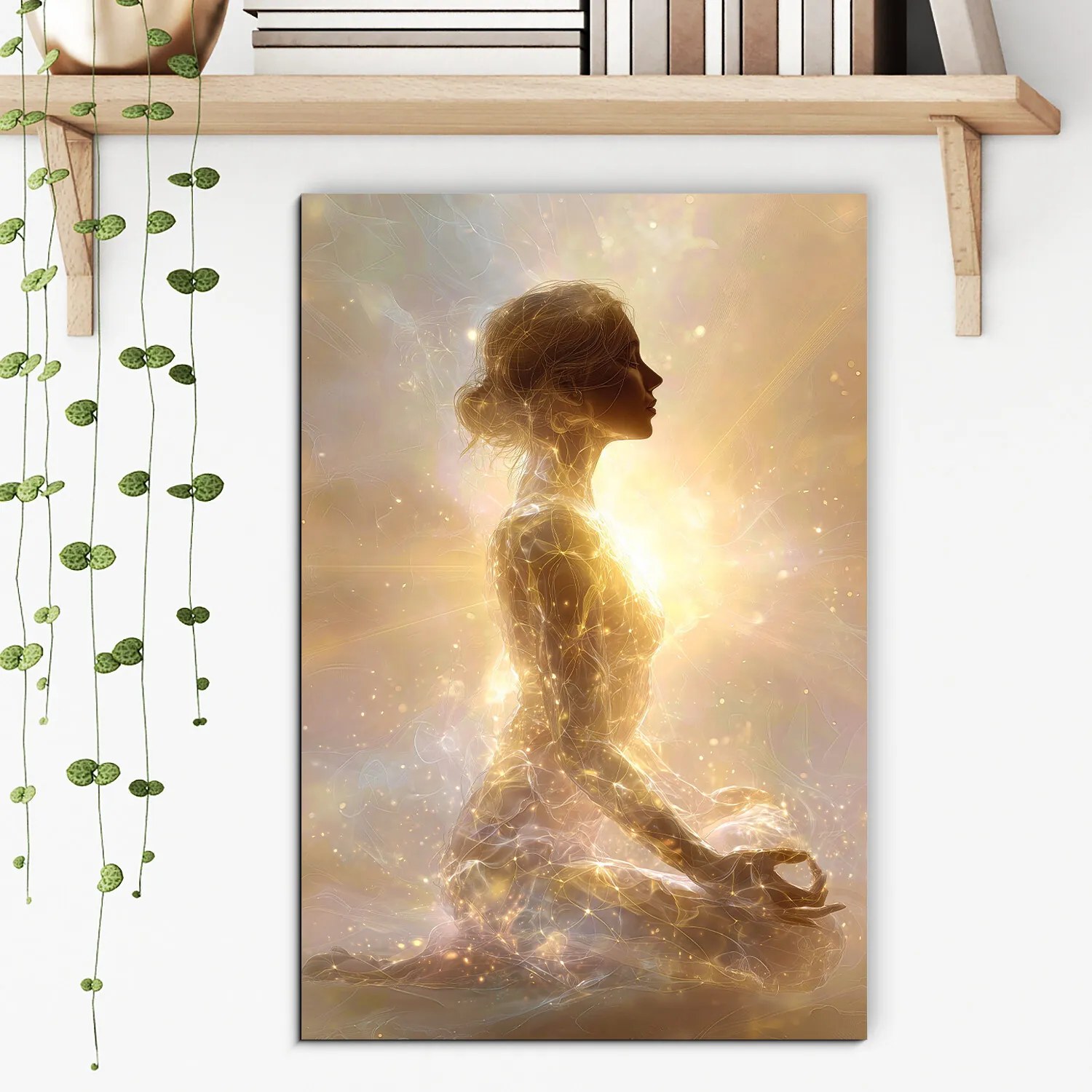 DUBLEZ | Spirituálny obraz - Jogínka so zlatou aurou