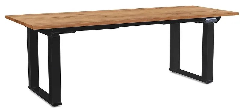 Výškovo nastaviteľný stôl OfficeTech Strong 200 x 80 cm, čierna podnož, dub kraft