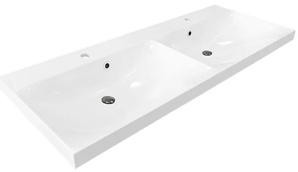 Mereo Mereo, Nábytkové dvojumývadlo, 121x46x17 cm, liaty mramor, biele, MER-UCM12146D