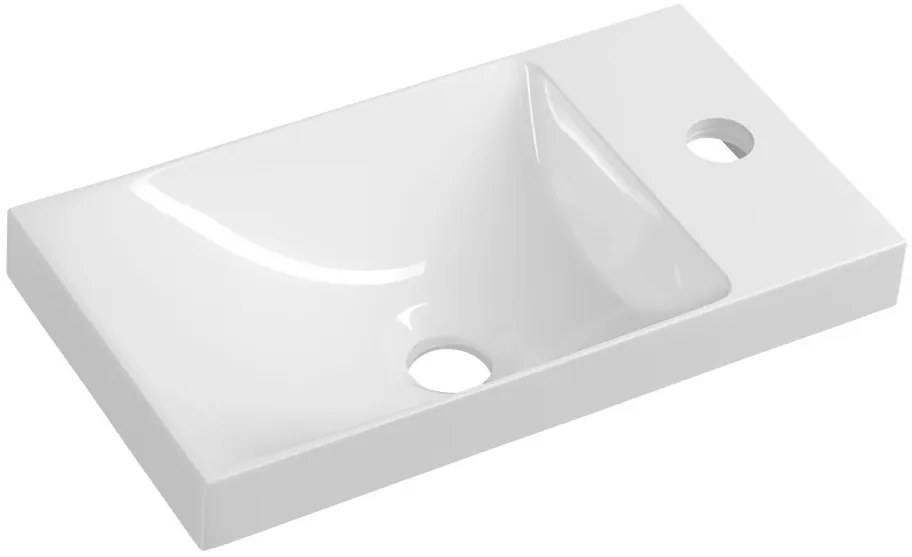 Sapho Sapho, AGOS umývadlo bez prepadu 40x22cm, liaty mramor, biela, ľavé/pravé, AS400