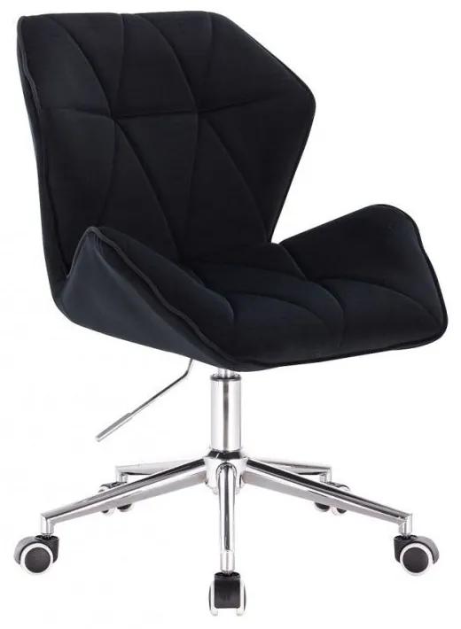 LuxuryForm DESIGN Stolička MILANO MAX VELUR na striebornej podstave s kolieskami - čierna