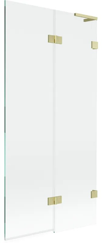 Mexen Lunar L, 2-krídlová vaňová zástena pravá 90 x 150 cm, číre sklo, zlatá matná, 897L-090-100-55-00-P