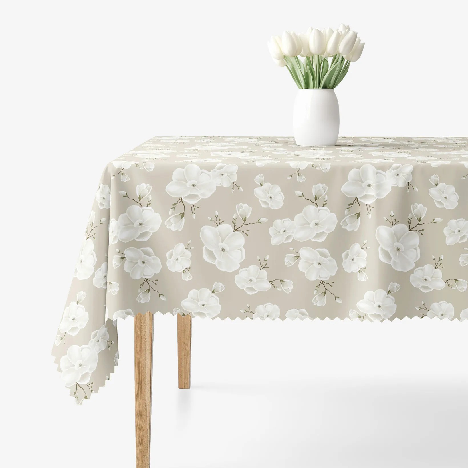 Goldea hranatý teflónový obrus - biele kvety 80 x 80 cm Goldea hranatý teflónový obrus - biele kvety 80 x 80 cm