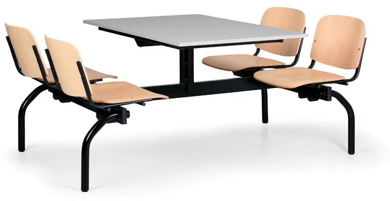 Euroseat Jedálenský set 1930 x 1200 - sedadlá buk, doska sivá