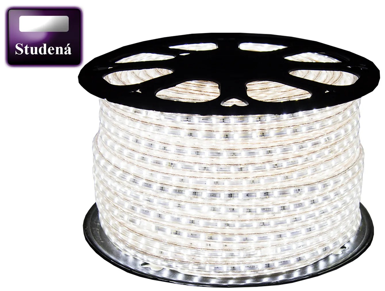 ECOLIGHT LED pásik - 230V - SMD 2835 - 1m - 60LED/m- 6W/m - 380Lm - IP68 - studená biela - 10mm