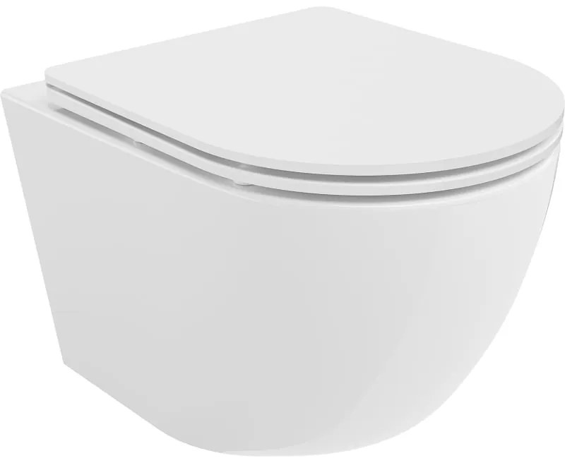 Mexen Lena, závesná WC misa 490x360x340 mm, Rimless Tornádo + toaletné WC sedadlo z duroplastu, biela lesklá, 30220300T