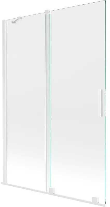Mexen Velar, 2-krídlová posuvná vaňová zástena 120 x 150 cm, 8mm číre sklo, biely profil, 896-120-000-01-20