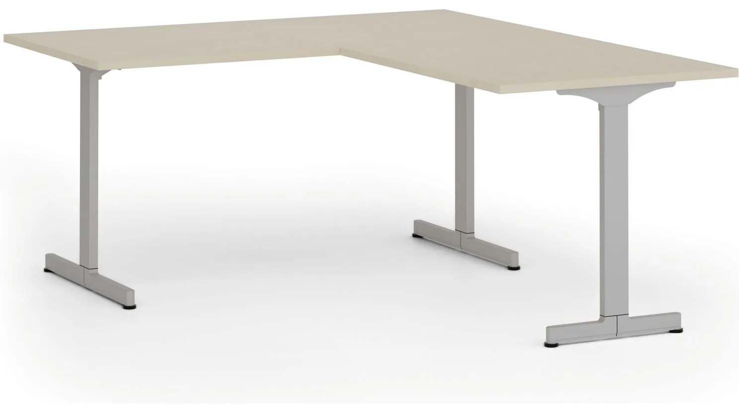 Kancelársky stôl PRIMO BETA L, 160x180 cm, sivá podnož, breza